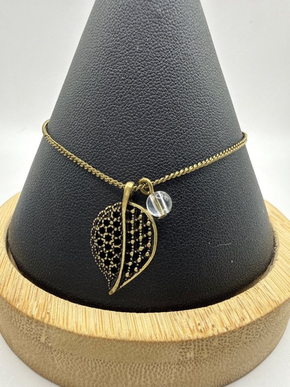 Vintage Avon SAQ Bronze Filigree Leaf Charm Bracelet Anklet Boho Whimsygoth